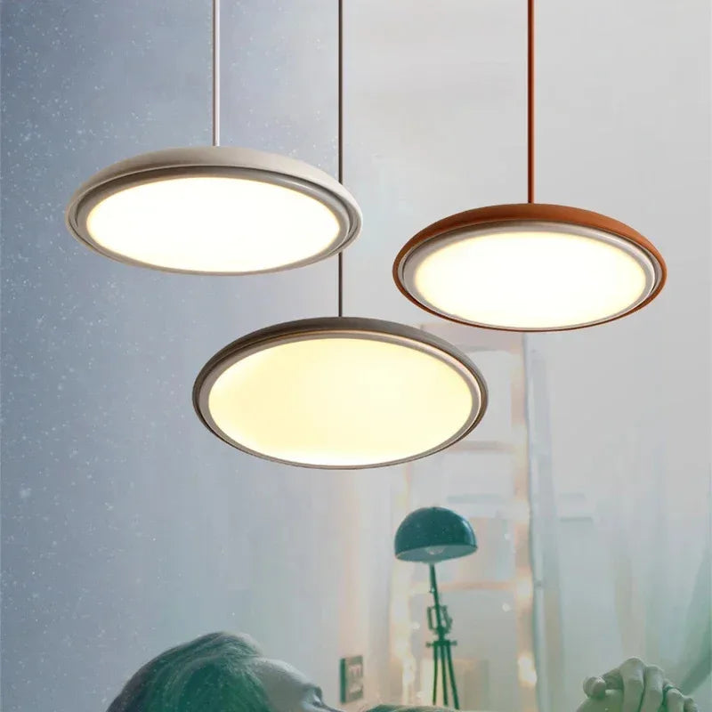 Modern Macaron UFO Led Pendant Lamp Restaurant Kitchen Hotel Table Living Room Round Indoor Chandelier Home Decor Hanging Lamp