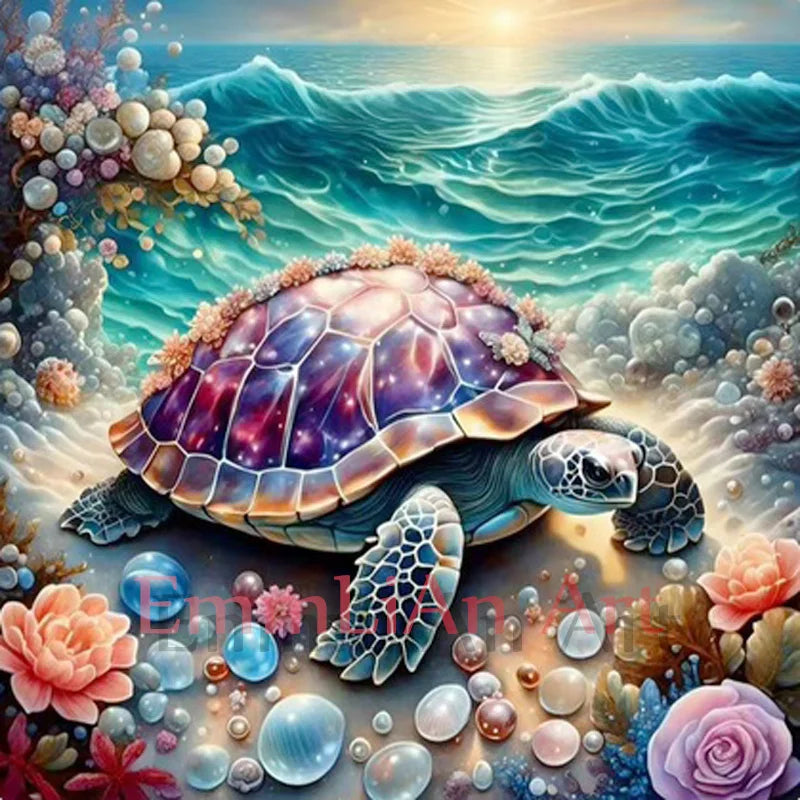2024 NEW Full Crystal Diamond Painting Dolphin Cross Stitch Kit Turtle Fairy Dust Diamond Mosaic Animal Rhinestones Home Decor