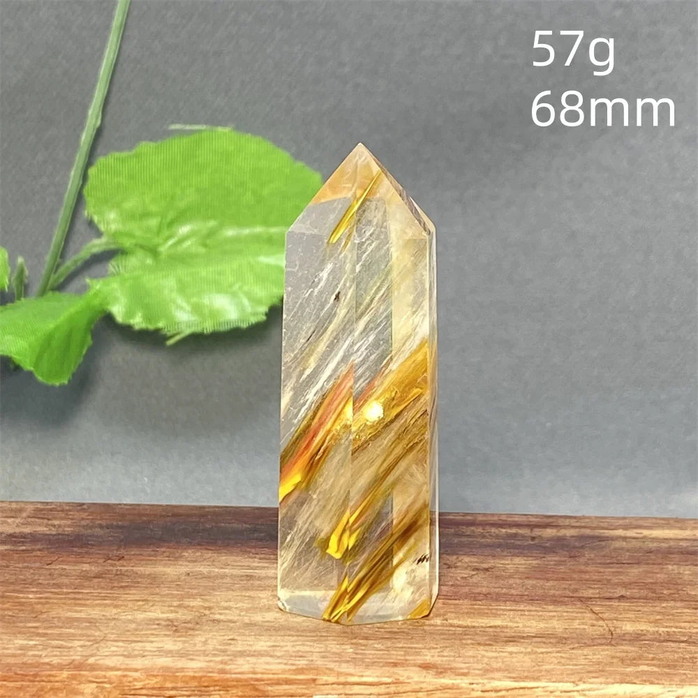 1PC Natural Tiger Skin Smelted Stone Crystal Tower Yellow Stripe Pyramid Obelisk Home Decor Gift