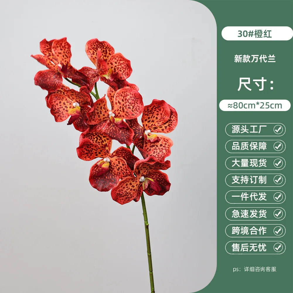 4Pcs Latex Moisturizing Vanda Orchid Artificial Flowers Wedding Flower Arrangement Real Touch Orchids Birthday Party Home Decor
