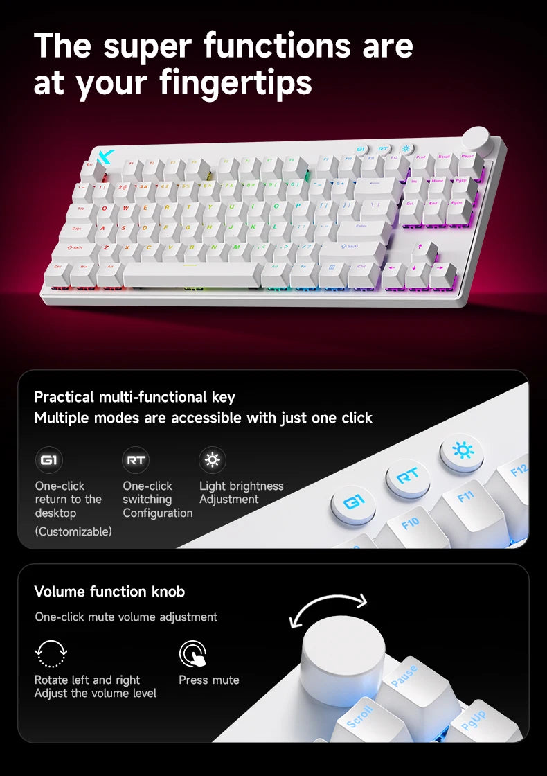 MCHOSE MIX87 Magnetic Axis Keyboard Wired Gaming Keyboard RGB 8K+256K E-sport 0.08ms Low Latency 0.001mmRT Customized Keyboard