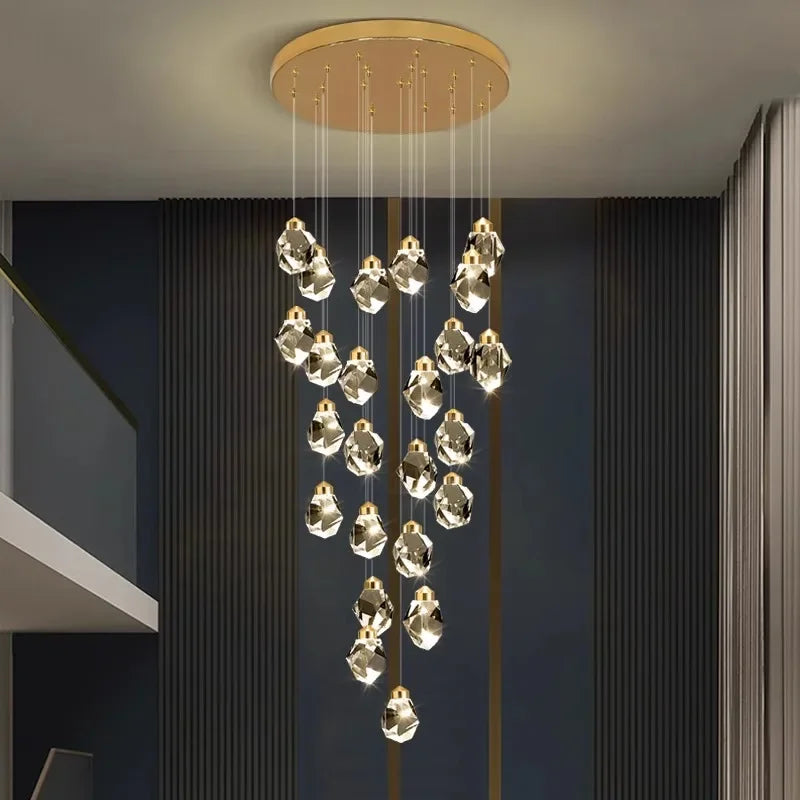 Modern Hall LED Chandeliers Luxury Villa Staircase Crystal Chandeliers Attic Hotel Lighting Fixtures Home Decor Chandeli