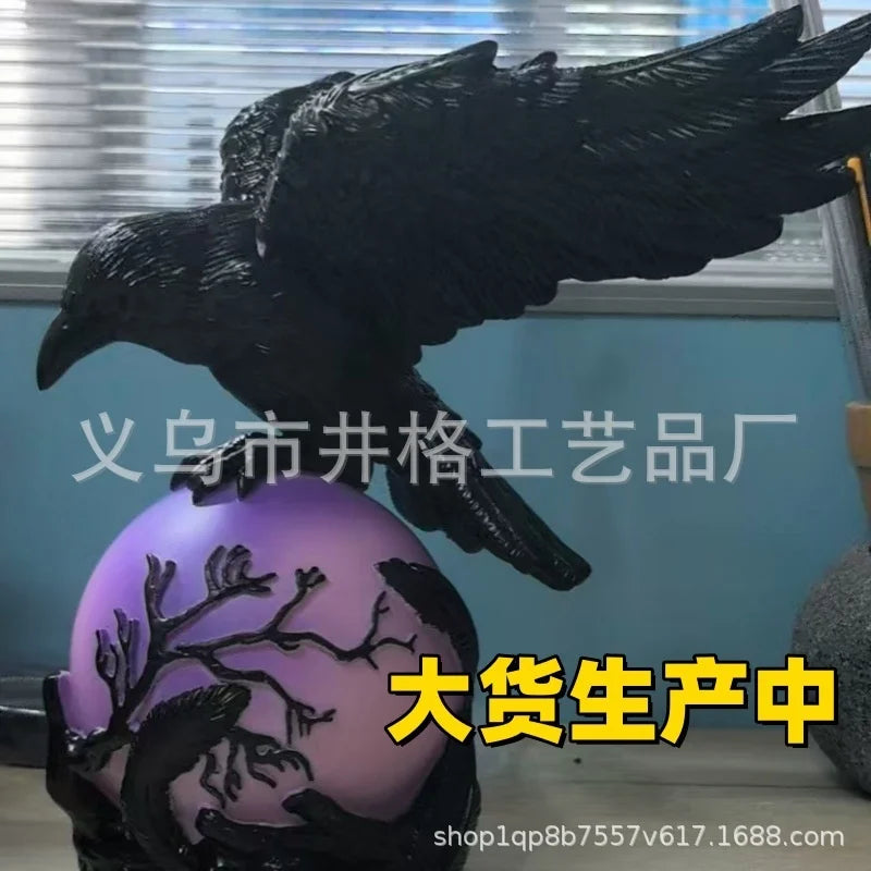 Gothic Raven Moonlight Black Crow Table Lamp Glowing Night Light For Party Centerpiece Home Decor Gift For Her