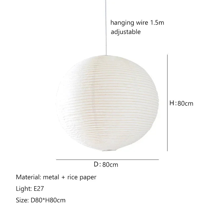 Japanese Style Minimalist Rice Paper Art Chandelier Restaurant Bedroom Hotel Tea Room Pendant Lamp Home Decor Lighting Fixtures