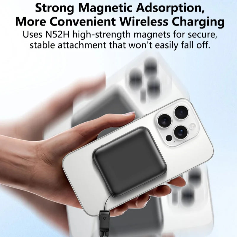 OnePlus Mini 50000mAh Magnetic Wireless Power Bank Multifunctional Type-C PD20W Fast Charging With Cables Plug For iPhone Huawei