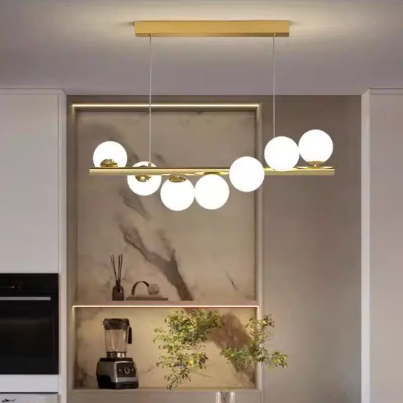 Winfordo Modern Lustre Hanging Chandelier Light Fixture Nordic Glass Ball Pendant Lamp for Dining Room Kitchen Home Decor