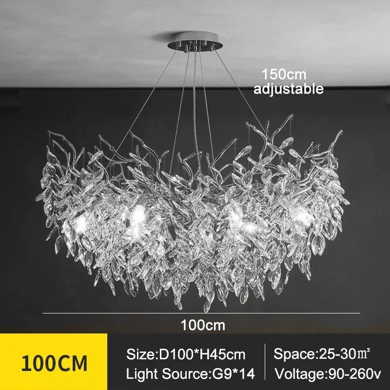 Luxury Modern Crystal Ceiling Chandelier Led Pendant Lamp Dining Living Room Bedroom Home Decor Silvery Wall Light Hanging Light