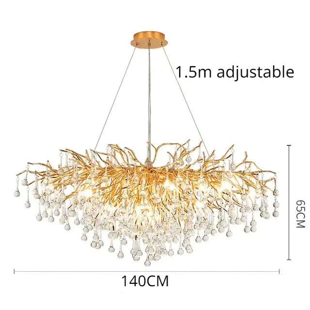 Luxury Gold Crystal Chandelier Modern Gold Ceiling Light for Dining Room Living Room Lobby Kitchen Home Decor