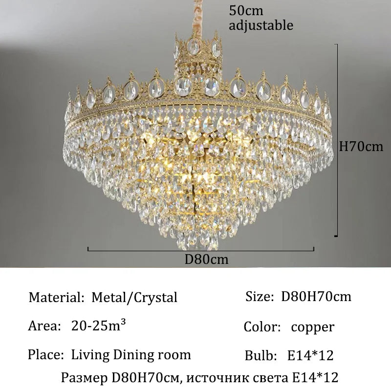 Luxury Crystal Crown Chandelier Home Decor Living Room Lights Led Ceiling Light Fixture Modern Hanging Chandelier Lighting Lamps