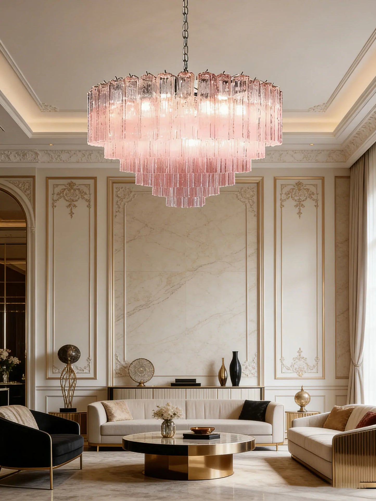 Luxury Italian Crystal Strips Murano Chandelier Customizable Ceiling Pendant Light for Villa Living Room High-End Home Decor