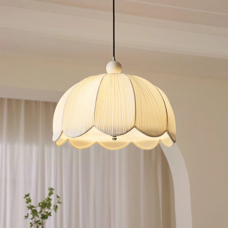 Japanese Wabi Sabi White Fabric E27 Pendant Light Living Dining Room Chandelier Lighting Home Decor Bedroom Lustre Hanging Lamps