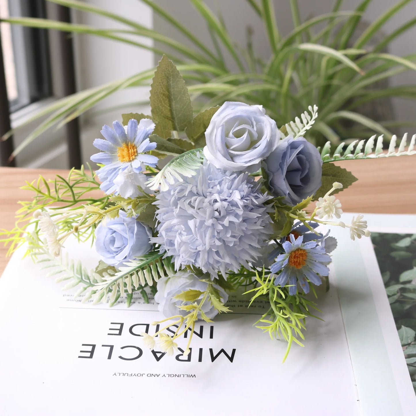 1PC Artificial Flowers Wedding Decor Props Bedroom Decoration Bridal Bouquet Garden Fake Silk Roses Hydrangeas Daisy Home Decor
