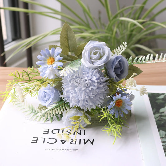 1PC Artificial Flowers Wedding Decor Props Bedroom Decoration Bridal Bouquet Garden Fake Silk Roses Hydrangeas Daisy Home Decor