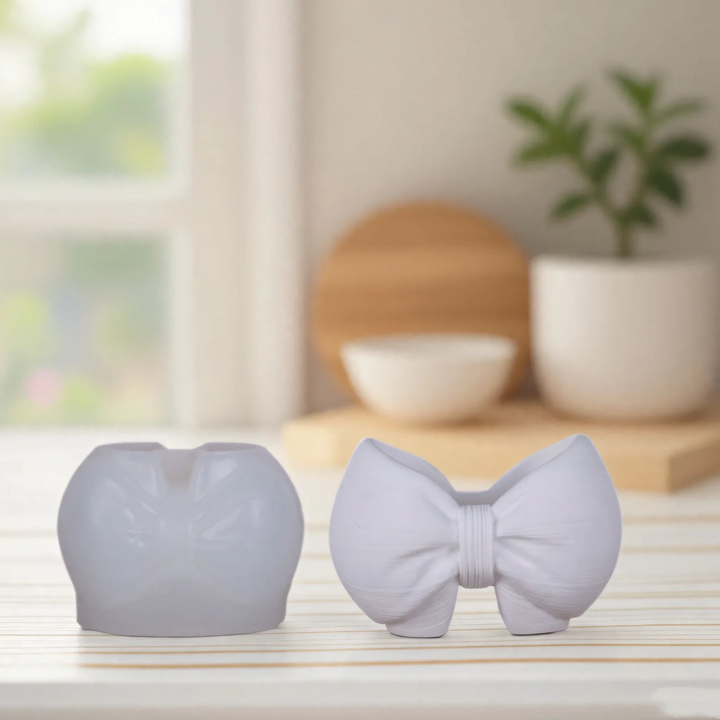 Bowknot Silicone Mold for Concrete Flower Pot DIY Candle Holder Craft Making Tools Home Decor Unique Design Plaster Ornament