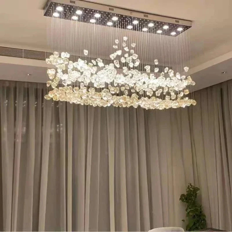 Luxury Cristal Lighting Fixtures Lobby Large LED Chandelier Modern Stone Crystal For Living Room Indoor Home Decor Hanging Lamps