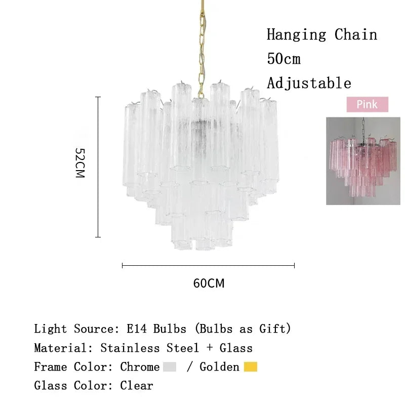 Luxury Italian Crystal Strips Murano Chandelier Customizable Ceiling Pendant Light for Villa Living Room High-End Home Decor