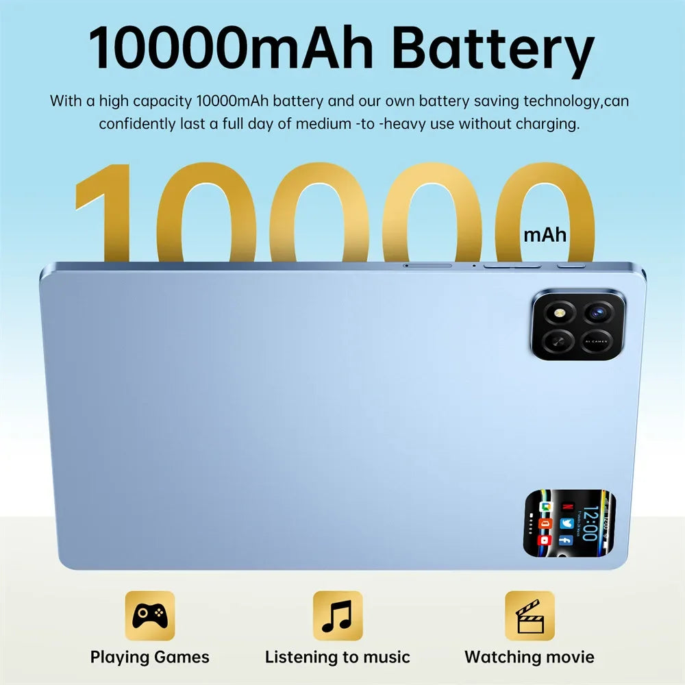 New Pad 7 Pro Hot Tablet PC 10000mAh Children's Gifts 10.1" Tab Original 5G Dual SIM 22GB+2TB Android 15 Cheap Kids Tablets