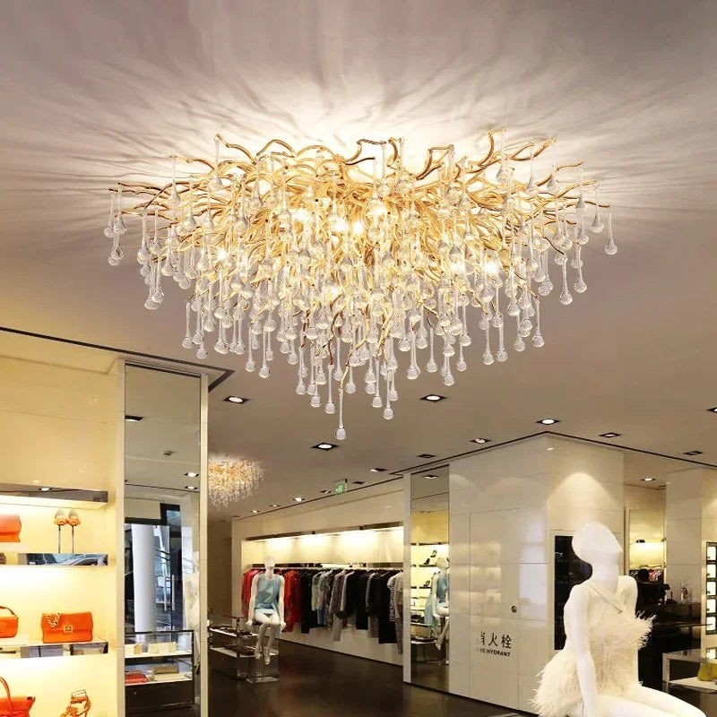 Luxury Gold Crystal Chandelier Modern Gold Ceiling Light for Dining Room Living Room Lobby Kitchen Home Decor