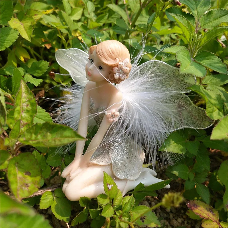 Outdoor Garden Decorative Home Decor Flower Fairy Wings Courtyard Country Ornaments Elegant Room Decorations Kawaii Figurine