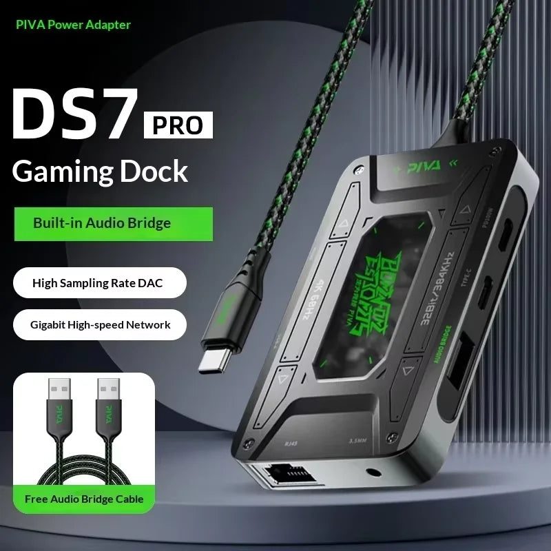 PIVA DS7 / DS7 Pro 7-in-1 Docking Station TypeC Adapter Docking Station HDMI 100W Fast Charge Audio With iPhone iPad Pro Custom