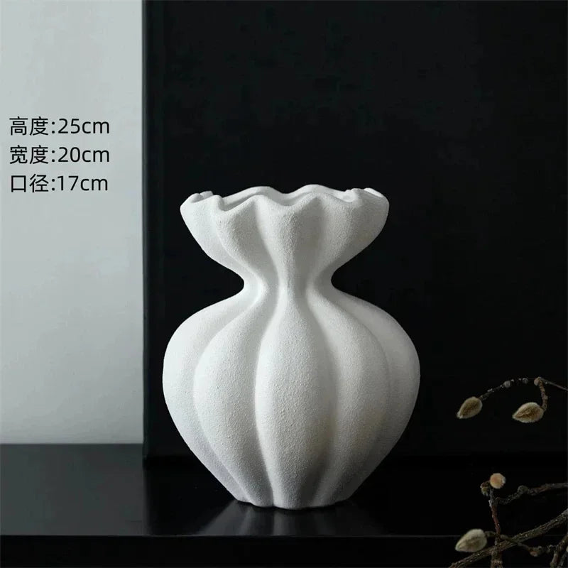 French Ceramic Vase Minimalist Floral Vessel Table Centerpiece Home Decor For Women Gift For Anniversary Birthday