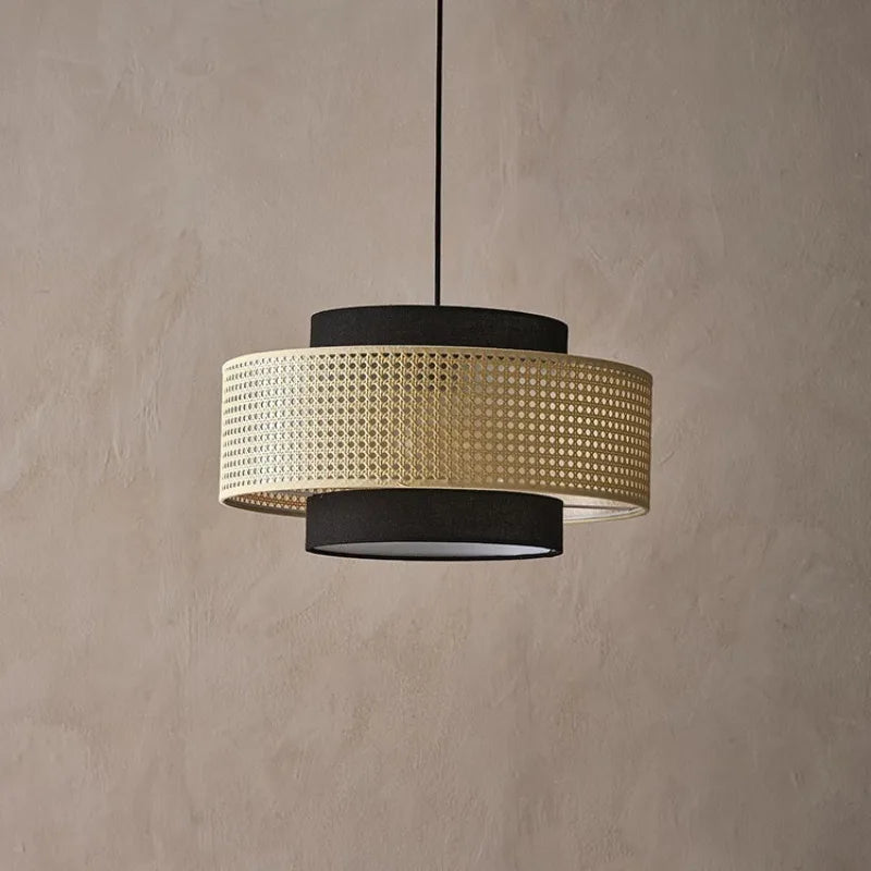 Wabi Sabi Retro Restaurant Pendant Light Handmade Woven Rattan Chandeliers Living Room Pendant Lamp Home Decor Lighting Fixtures