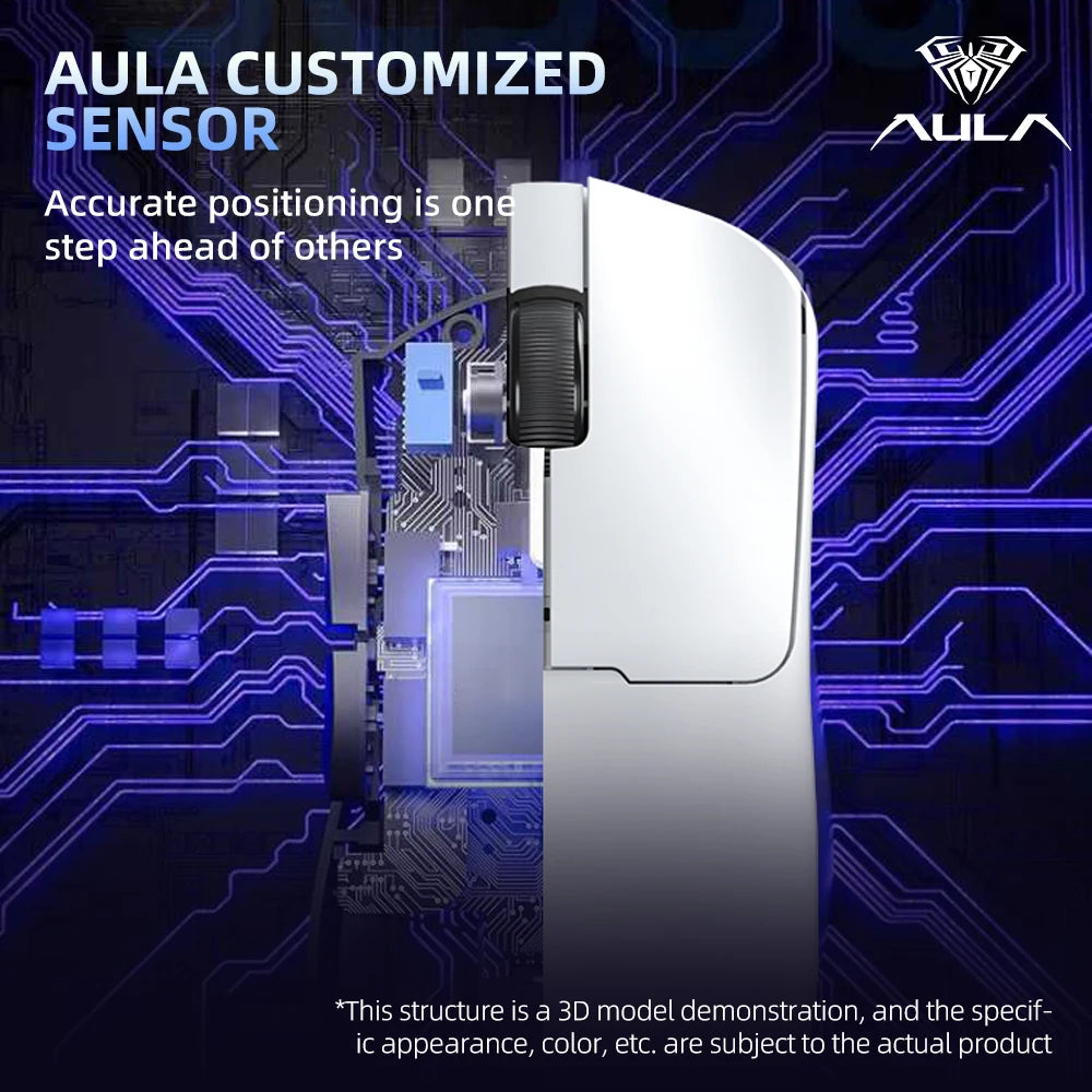 AULA SC380 Pro Gaming Mouse With Adjustable 12000 DPI PAW3311 Sensor Tri-Modes Wireless 59g Lightweight Mouse With Charging Base