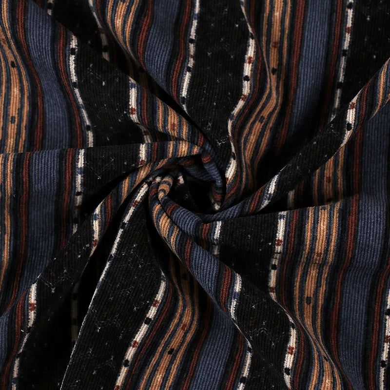 Corduroy Stripe Printed Fabric-Polyester for Women's Dresses Home Decor & DIY Quilting Fabric(by Meter)