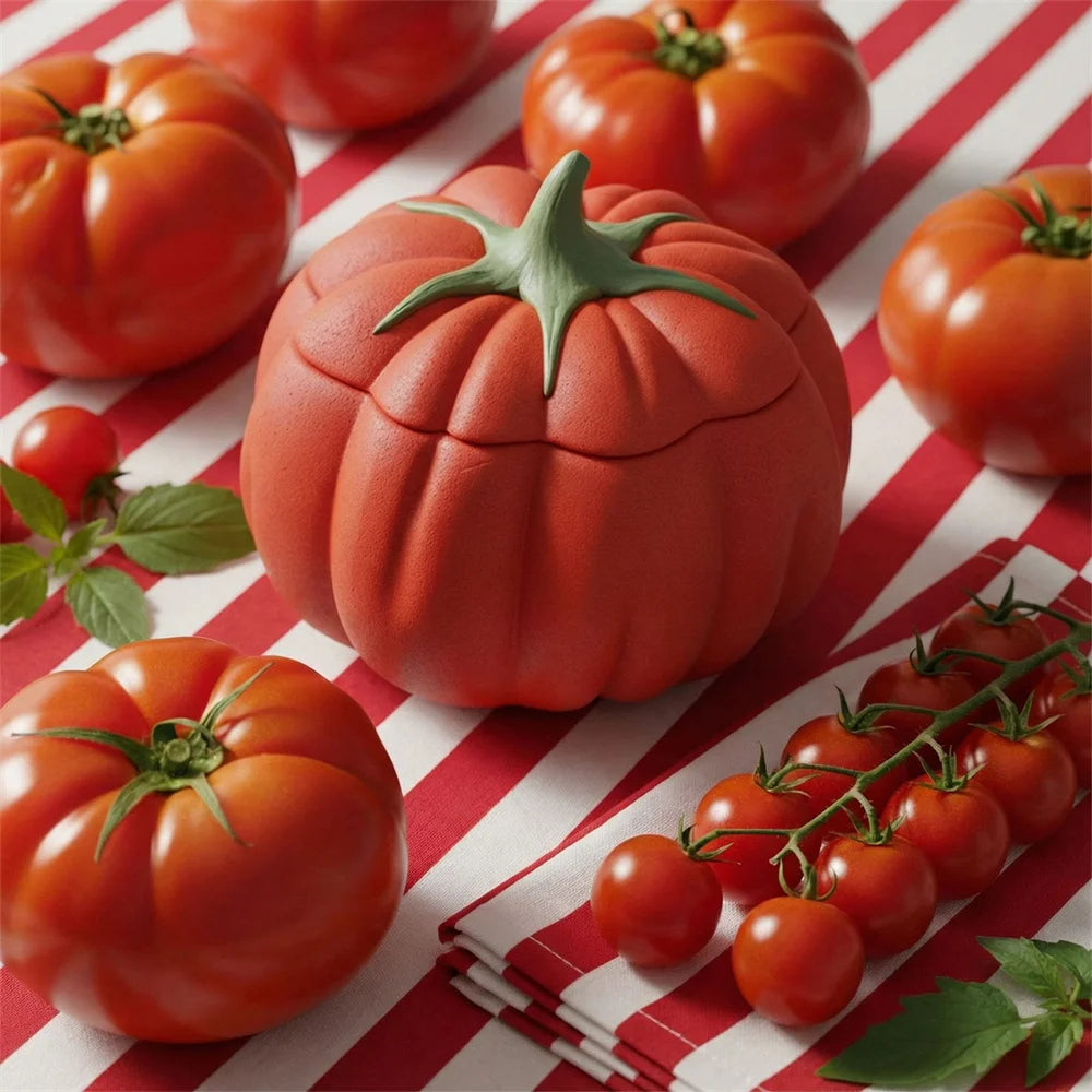 Freshly Picked Tomato Candle Jar Silicone Mould Handmade Candle Vessel Moulds for Concrete Gypsum Jesmonite Home Decor