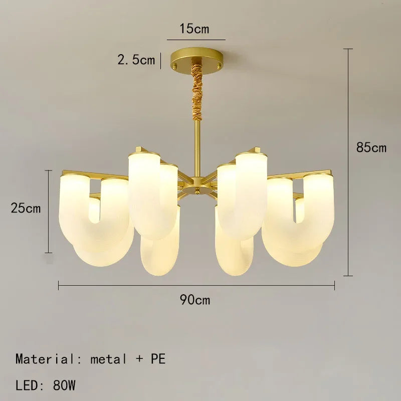 Creative New U-shaped Acrylic LED Pendant Lamp Living Room Restaurant Kitchen Bedroom Hotel Chandelier Home Decor Metal Lighting