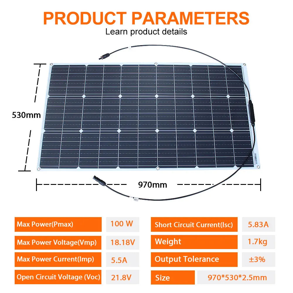 Portable Flexible Solar Panel Kit – Lightweight, Durable & Versatile for On-the-Go Power Solutions