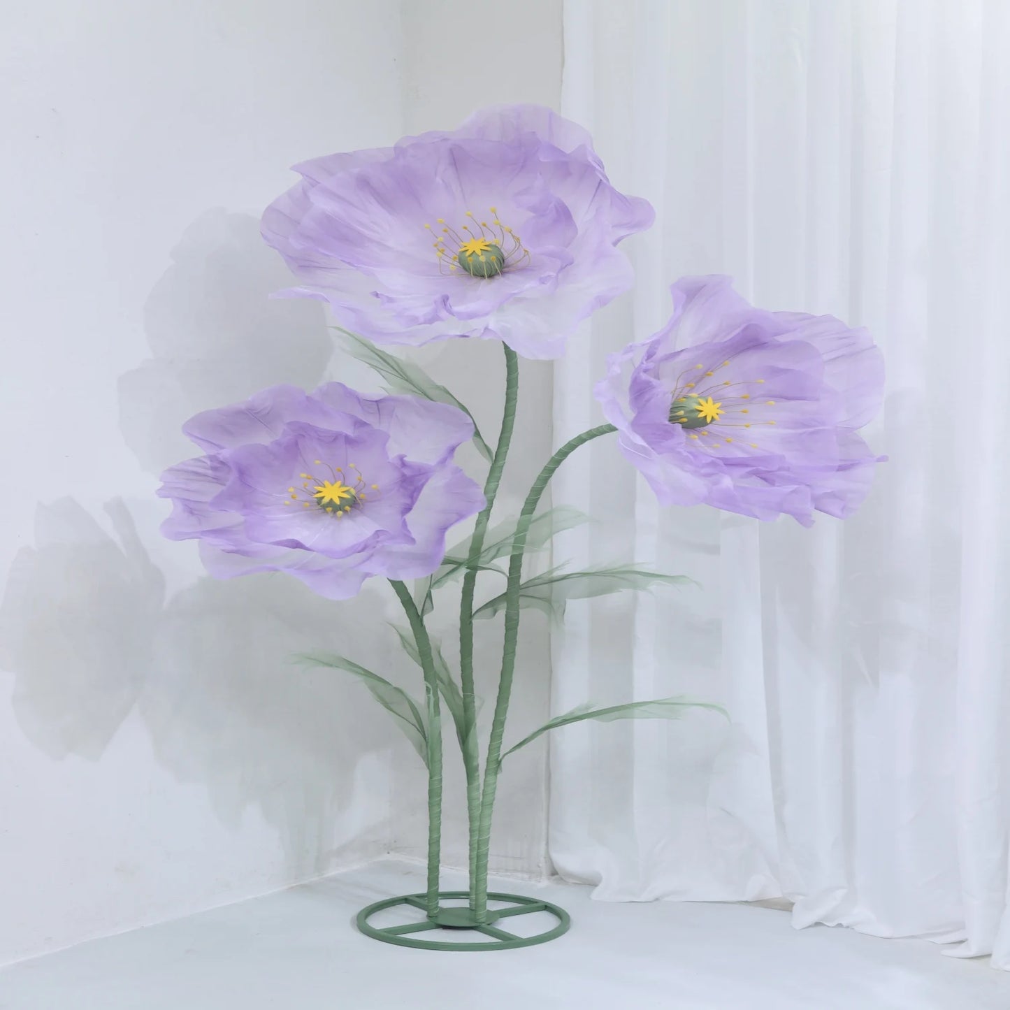 Waterproof Giant Silk Decorative Poppy Big Artificial Flowers Wedding Road Lead Flower Backdrop Decoration With Stand Home Decor