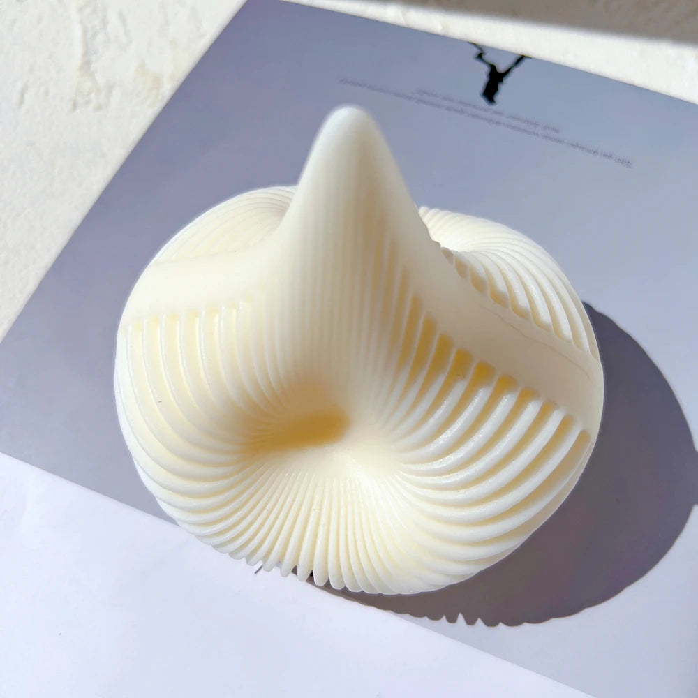 Geometric Pyramid Ribbed Candle Silicone Mold Striped Swirl Spiral Bendy Candle Mould Funky Dinner Soy Wax Home Decor