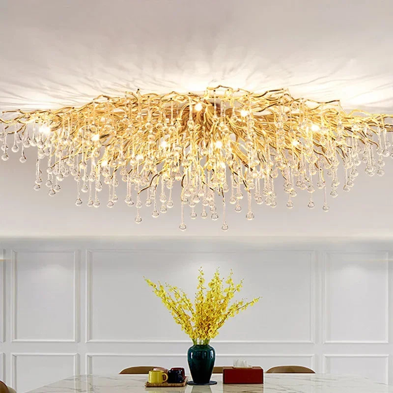 Luxury Gold Crystal Chandelier Modern Gold Ceiling Light for Dining Room Living Room Lobby Kitchen Home Decor