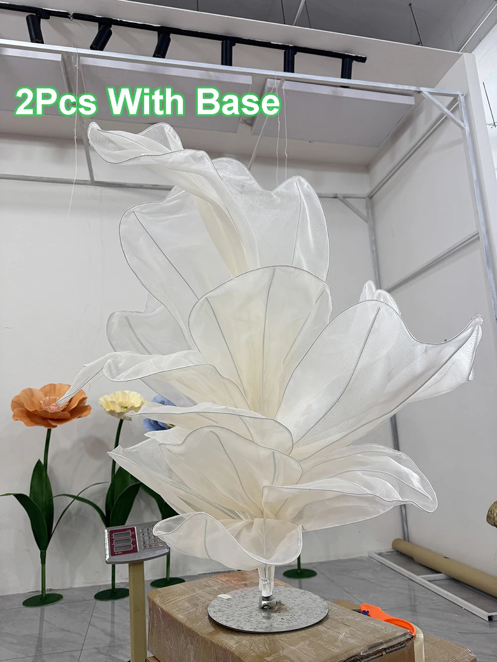 2Pcs Handmade Organza Table Flower Artistic Yarn Floral Ornament Artificial Flower for Window Display Shooting Prop Home Decor