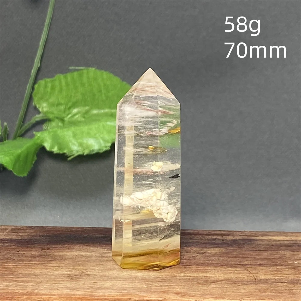 1PC Natural Tiger Skin Smelted Stone Crystal Tower Yellow Stripe Pyramid Obelisk Home Decor Gift
