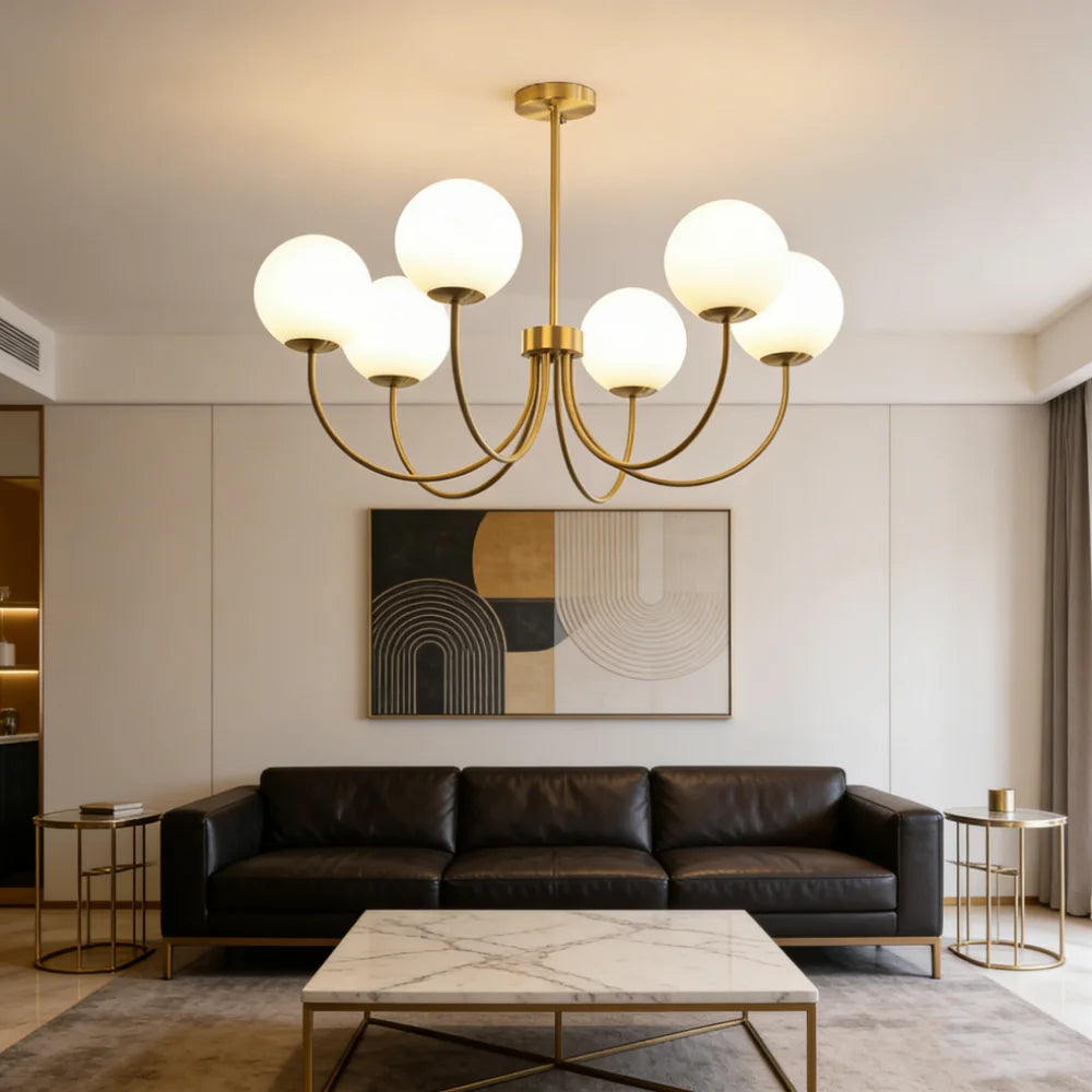 Nordic Luxury Glass Pendant Light Simple Chandelier Indoor Lighting for Living Room Bedroom Dining Room Home Decor Hanging Lamp