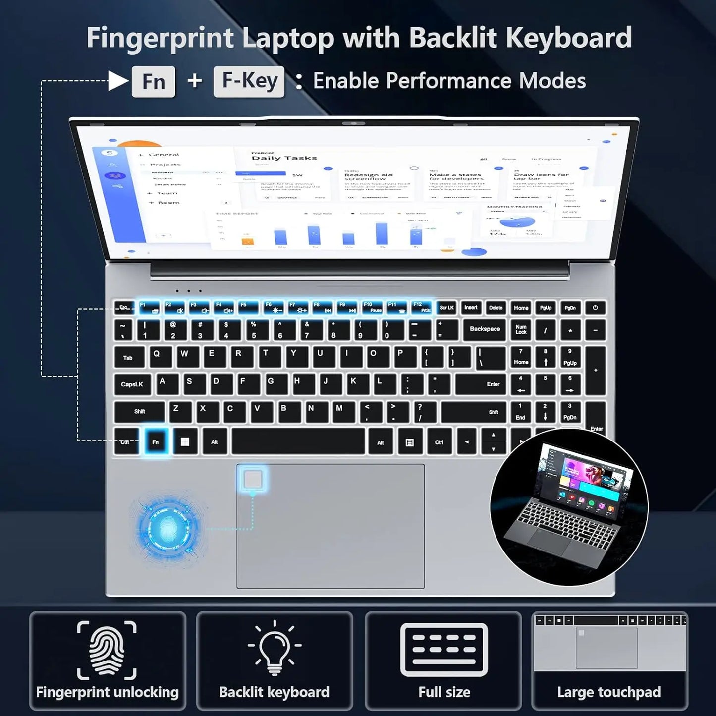 Portable 15.6" Laptop Computer Windows 11 Intel Core i9-10980HK/9900U 16GB RAM 1TB SSD Office Laptop Fingerprint Unlock Notebook