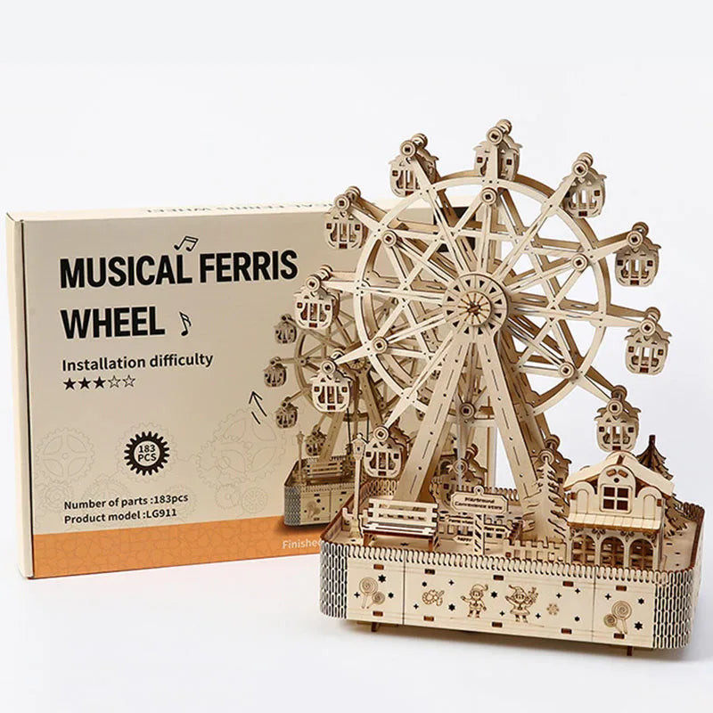 Wooden Ferris Wheel 3D Puzzle - DIY Creative Model, Home Decor, Holiday & Birthday Gift for Kids，Children's Model Puzzle