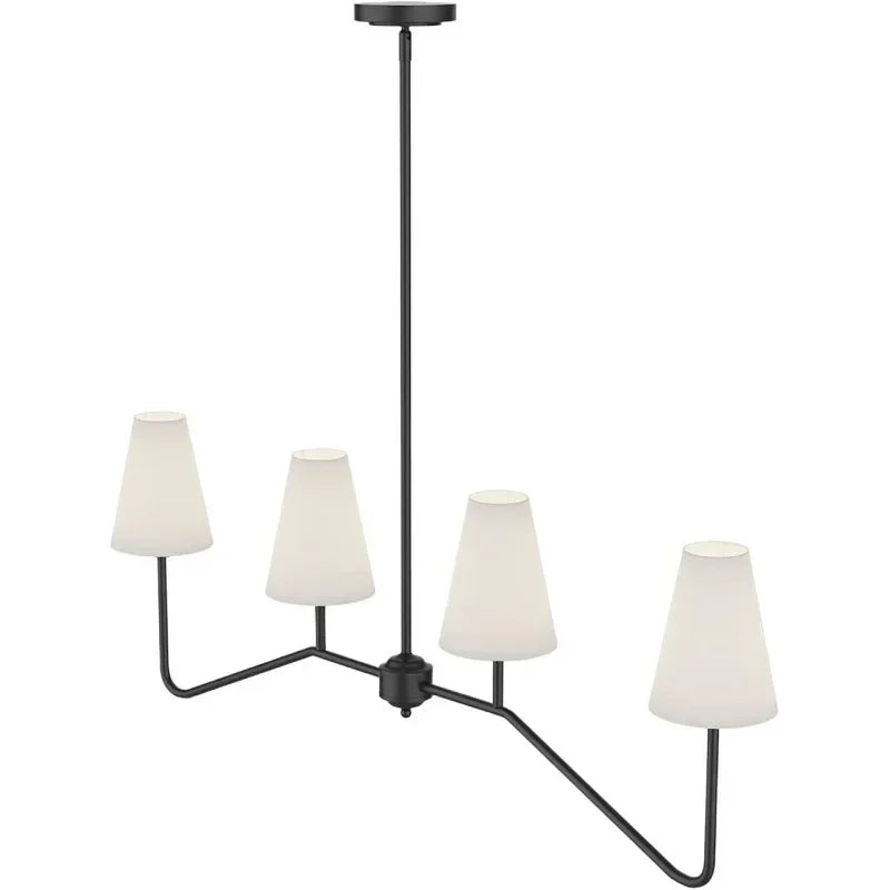 Modern Salon Home Decor Pendant Lights American Style White Linen Shades Led Lamp Living Room Dining Table Bedroom Chandeliers