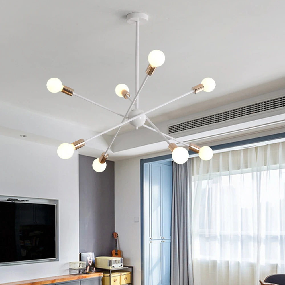 Modern Sputnik Chandelier Nordic Ceiling Light Semi Flush Mount Ceiling Lamp Bedroom Living Room Home Decor Lighting Fixture LED