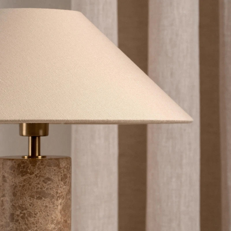 Nordic Cylindrical LED Table Lamp with Marble Base White Fabric Shade for Living Room Study Restaurant Bedroom Home Decor