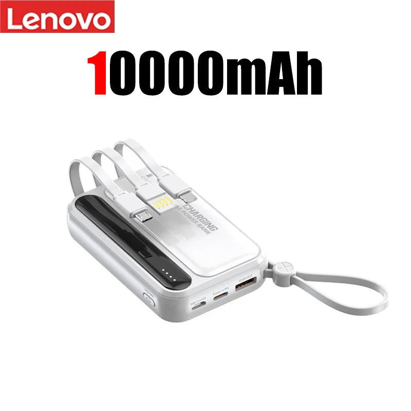 Lenovo 50000mah Large Capacity Power Bank 4in1 Built In Cables Intelligent Digital Display Light Portable Battery For Iphone New
