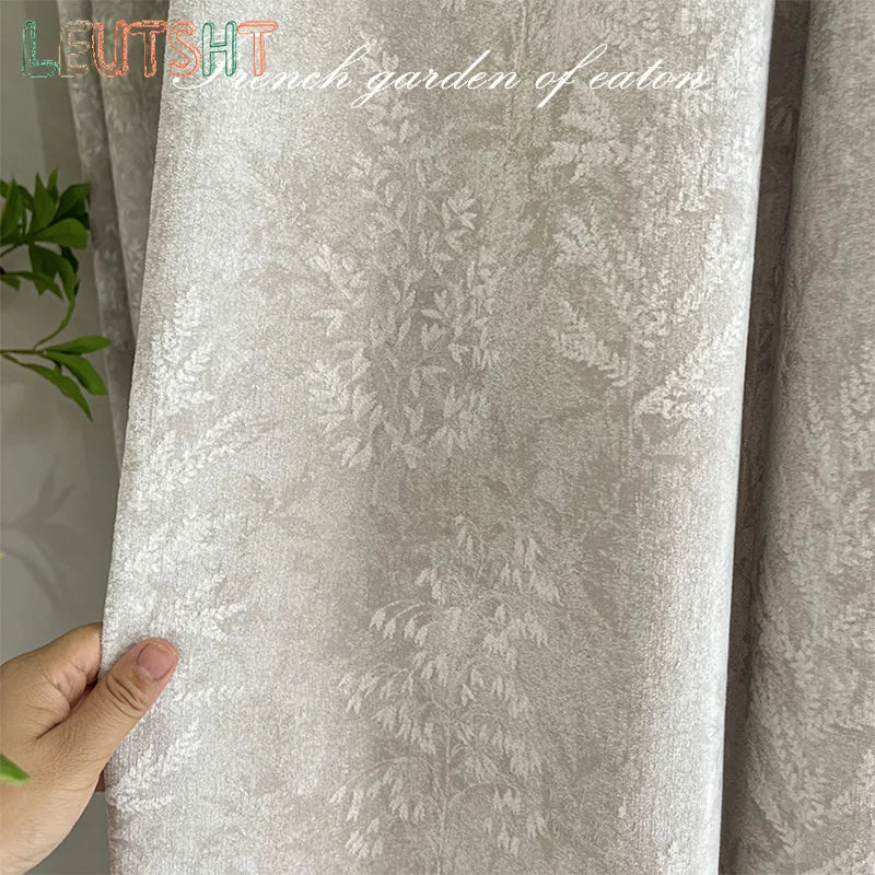 French Retro Style High-end Luxury Romantic Jacquard Chenille Lace Blackout Curtain Bedroom Door Screen Shutter Home Decor