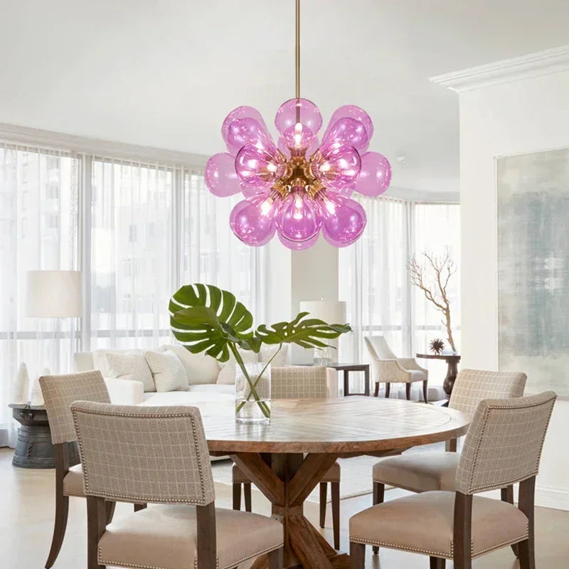 New Children's Room Bedroom Designer Glass Chandelier Modern Minimally Living Room Restaurant Pendant Lamp Home Decor LED Light