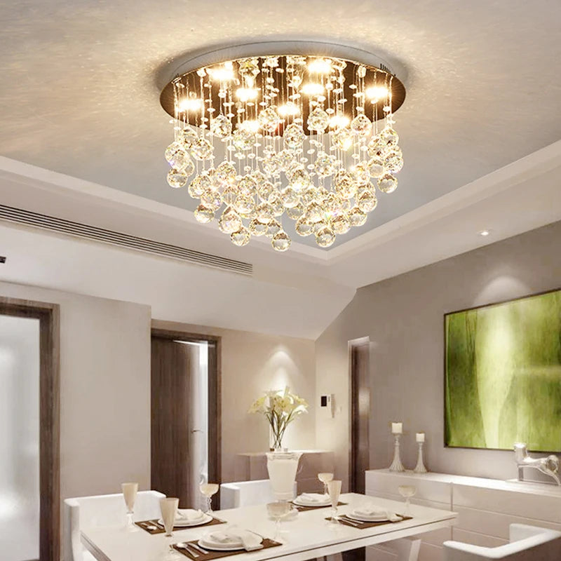 Modern Crystal Ball Ceiling Lights Surface Mounted LED Lamps Lighting Fixture for Living Room Lustres Home Decor Lampara Techo