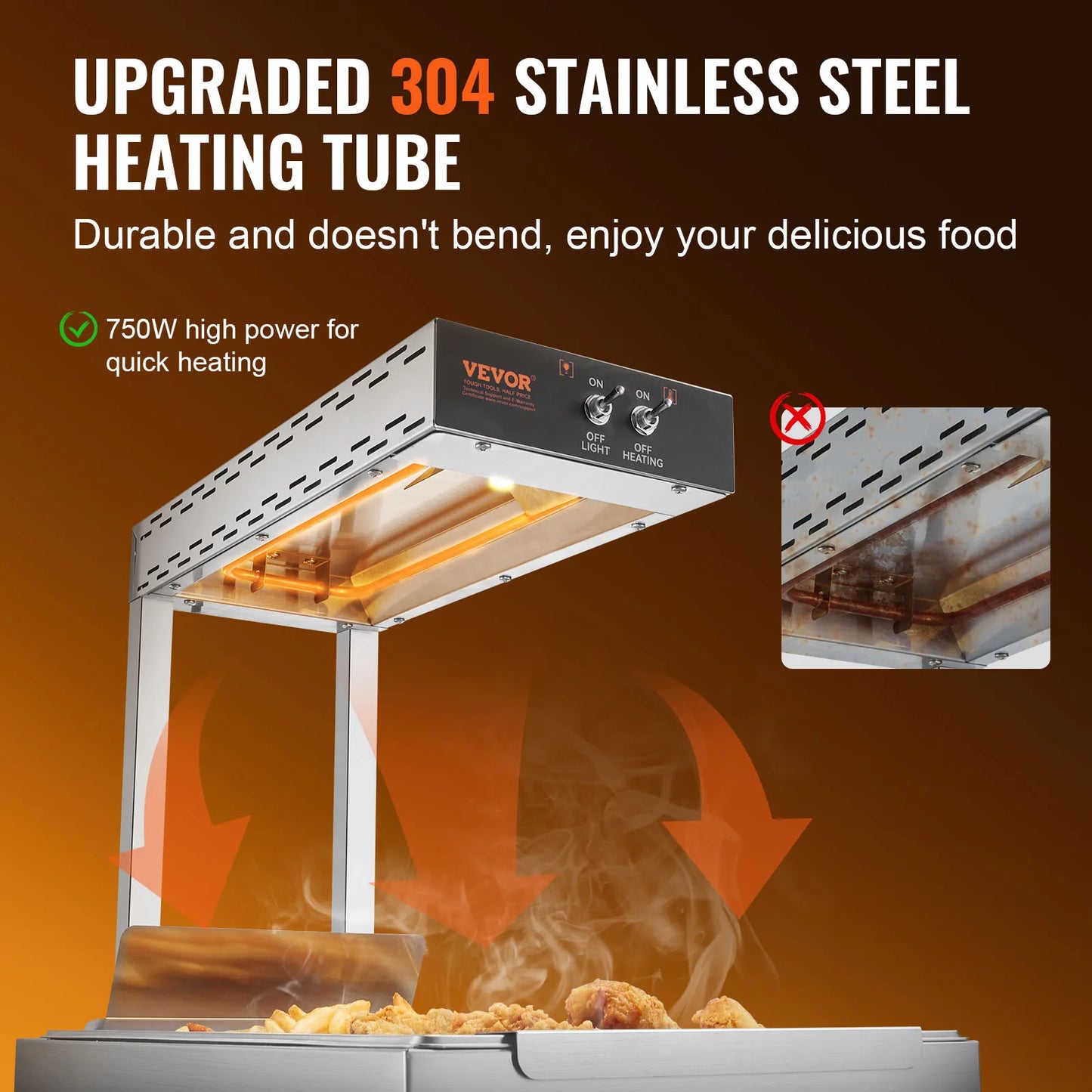SucceBuy French Fry Food Warmer Commercial Food Heating Countertop 104-122°F Fries Food Warmer for Chip Buffet Restaurant