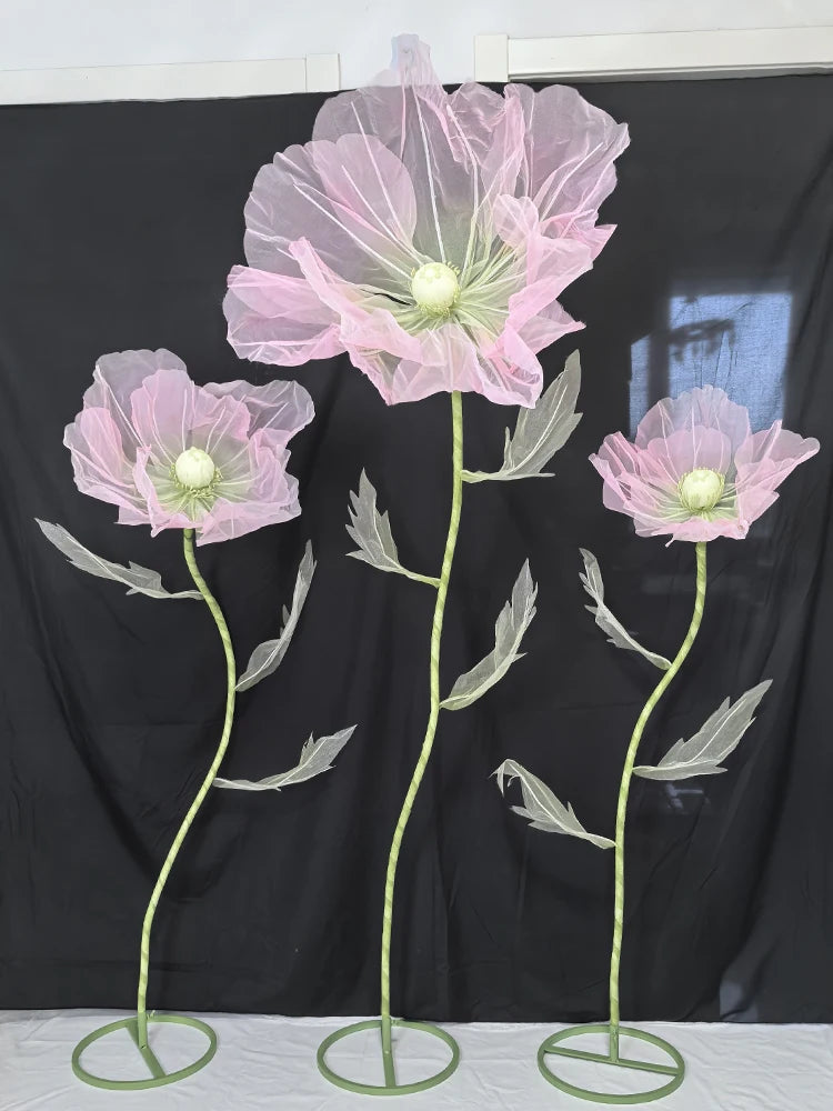 190cm Wedding Decor Props Artificial Flowers Road Lead Flower Silk Yarn Flower Poppy Window Display Garden Decoration Home Decor