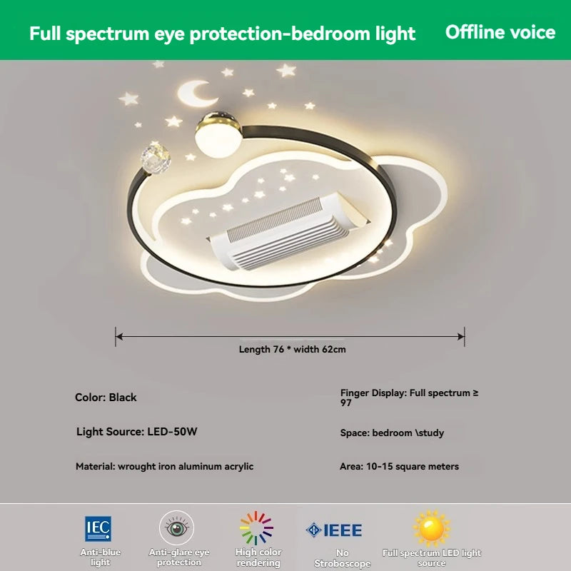 LED Ceiling Fan Light With Remote Control For Living Room Designer Invisible Bladeless  Ceiling Fan Lamp Home Decor Bedroom