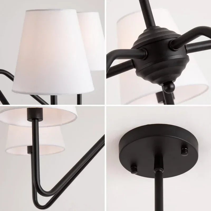 Modern Salon Home Decor Pendant Lights American Style White Linen Shades Led Lamp Living Room Dining Table Bedroom Chandeliers